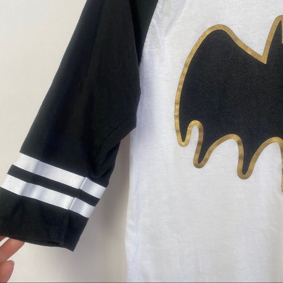 Batman DC Comics Black White Graphic Baseball Tee - Picture 3 of 6